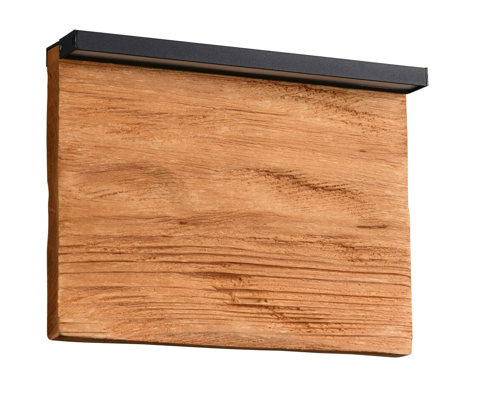 Moderne Wandleuchte mit Holzoptik, seitliche Perspektive