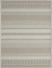 Teppich Ottowa mit geometrischem Muster in Beige und Weiß, Draufsicht