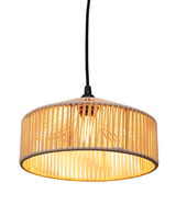 Outdoor-Hängeleuchte CALABARDINA mit geflochtenem Schirm, seitliche Perspektive