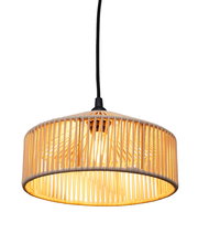 Outdoor-Hängeleuchte CALABARDINA mit geflochtenem Schirm, seitliche Perspektive