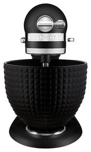 Frontansicht einer schwarzen Küchenmaschine 4.7L ARTISAN mit strukturierter Schüssel.