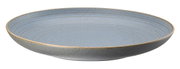 Dinerbord van 27 cm van blauw keramiek met fijne groeven, zijaanzicht