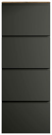 Moderner Hängeschuhschrank mit vier Klappen in dunklem Design, Frontalansicht