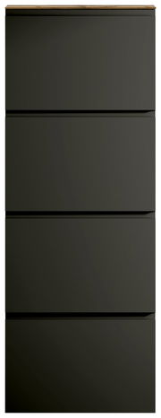 Moderner Hängeschuhschrank mit vier Klappen in dunklem Design, Frontalansicht