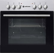 Frontansicht eines modernen Einbauofens mit Edelstahlblende und Drehknöpfen.