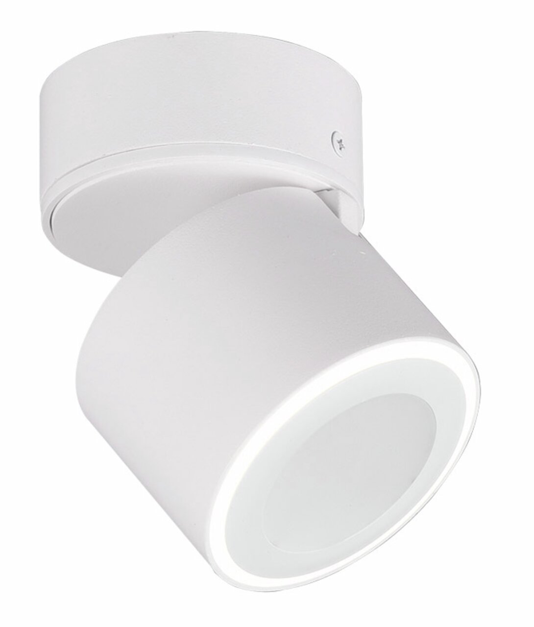 Weißer LED-Einbau- und Aufbauspot TAURUS aus seitlicher Perspektive