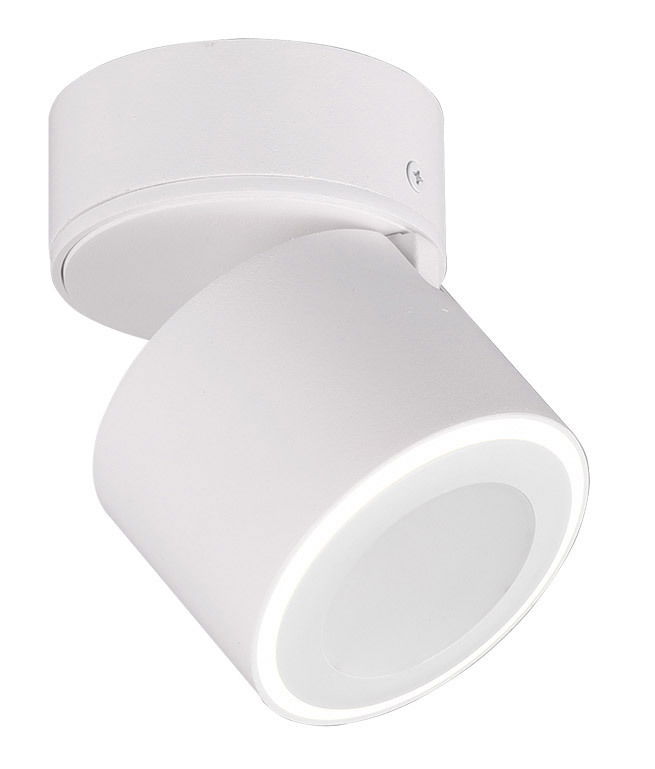 Weißer LED-Einbau- und Aufbauspot TAURUS aus seitlicher Perspektive