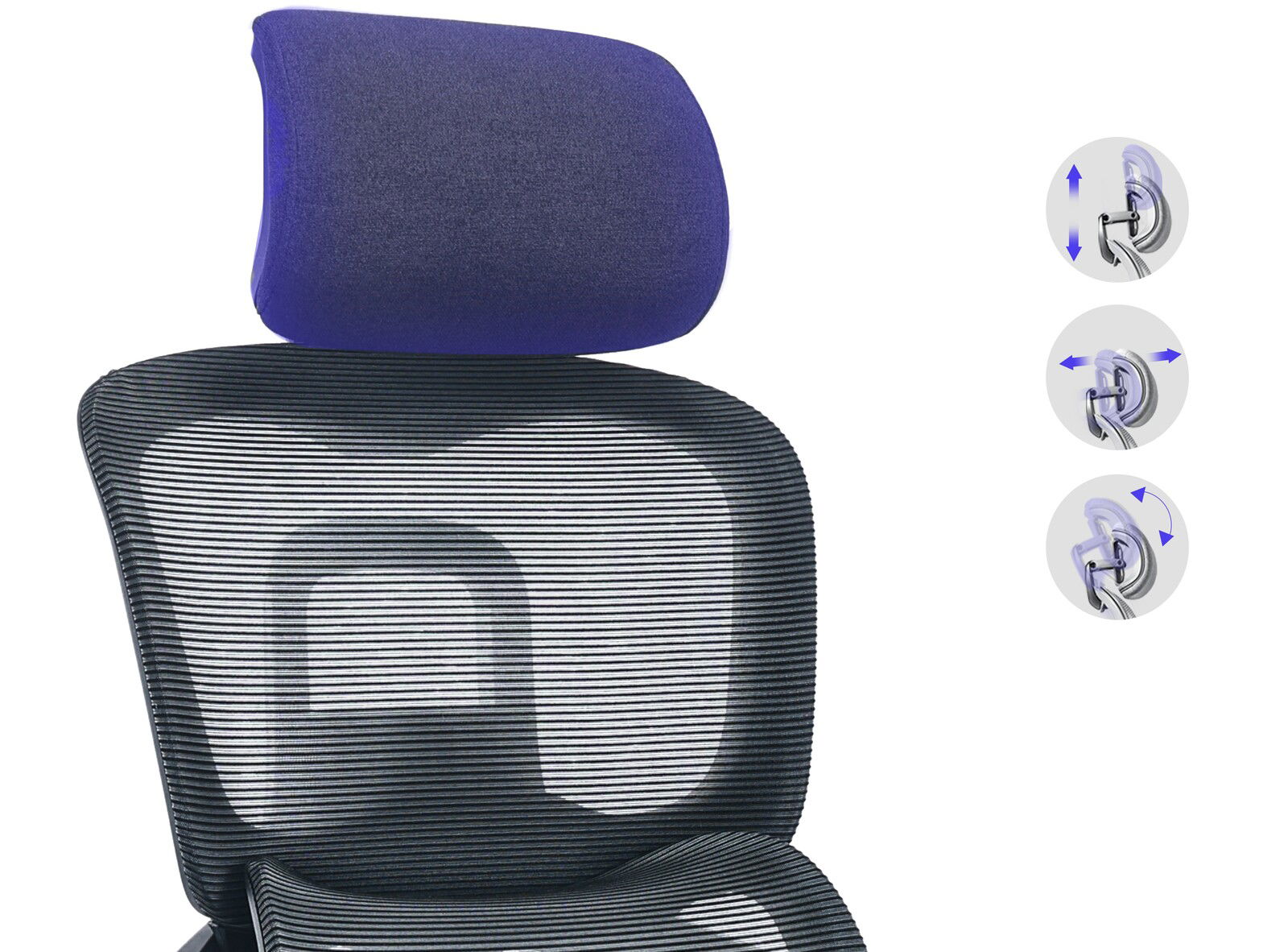 Ergonomischer Drehstuhl mit verstellbarer Kopfstütze, Vorderansicht