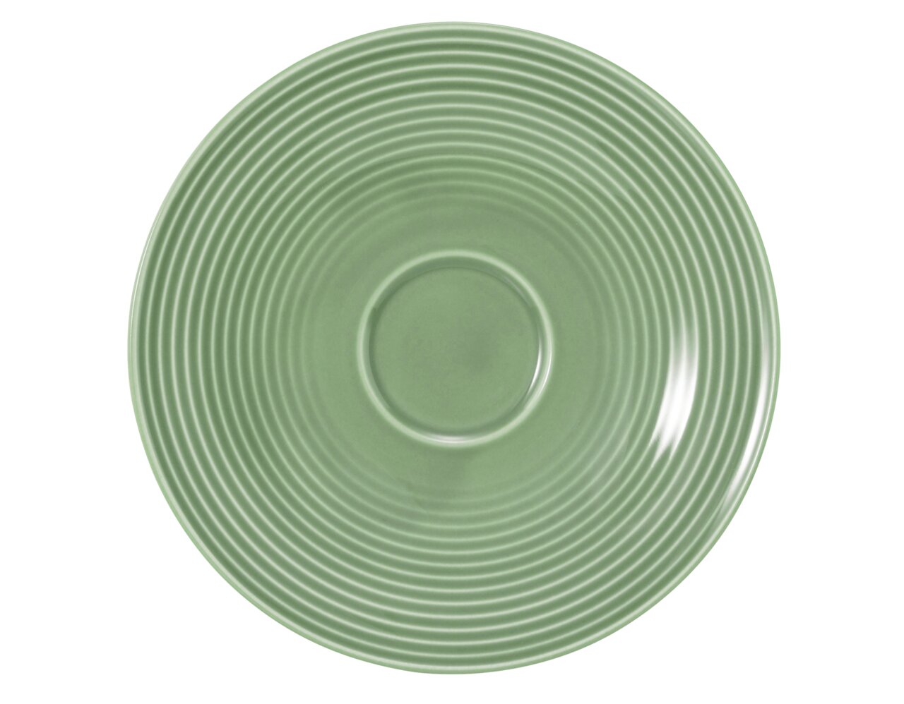 Grüne Kombi-Untertasse mit Rillenmuster, Draufsicht