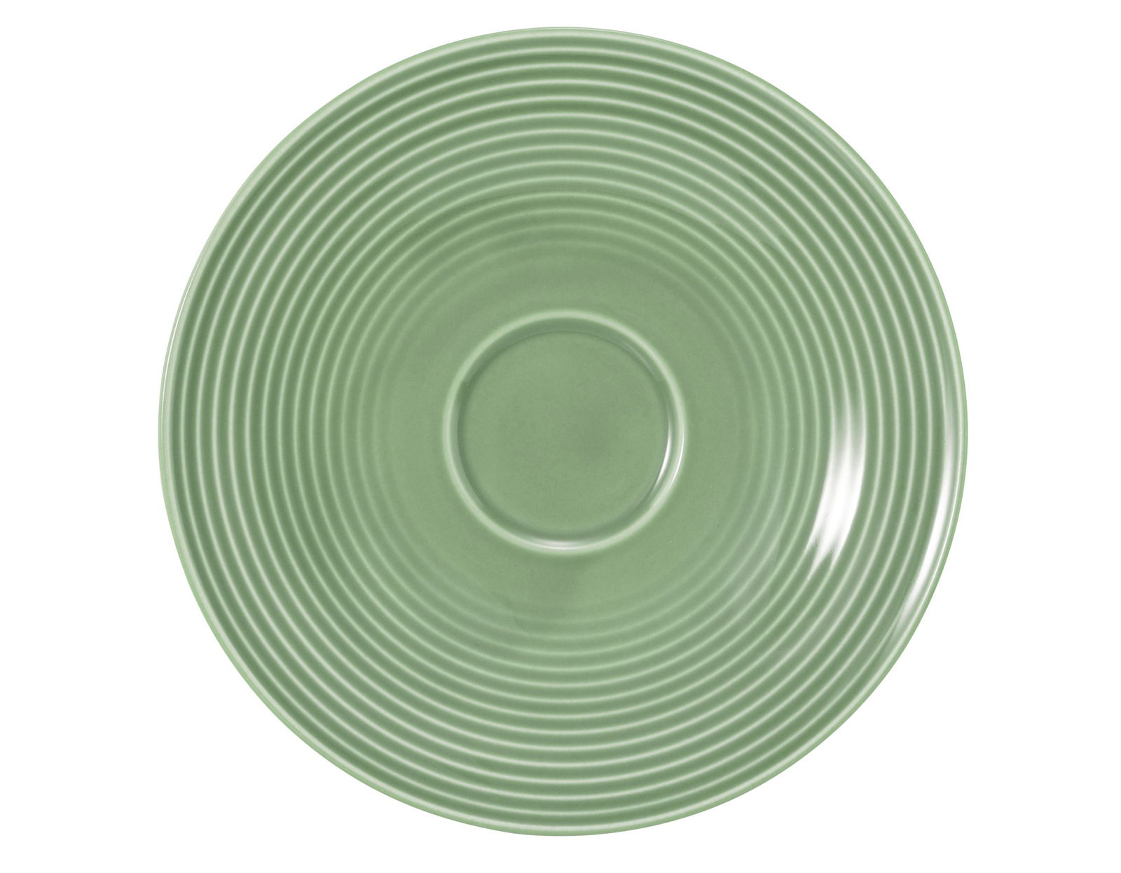 Grüne Kombi-Untertasse mit Rillenmuster, Draufsicht