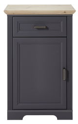 Schmaler Schuhschrank JUDITH in dunklem Grau mit Holzplatte, Frontalansicht