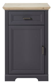 Schmaler Schuhschrank JUDITH in dunklem Grau mit Holzplatte, Frontalansicht