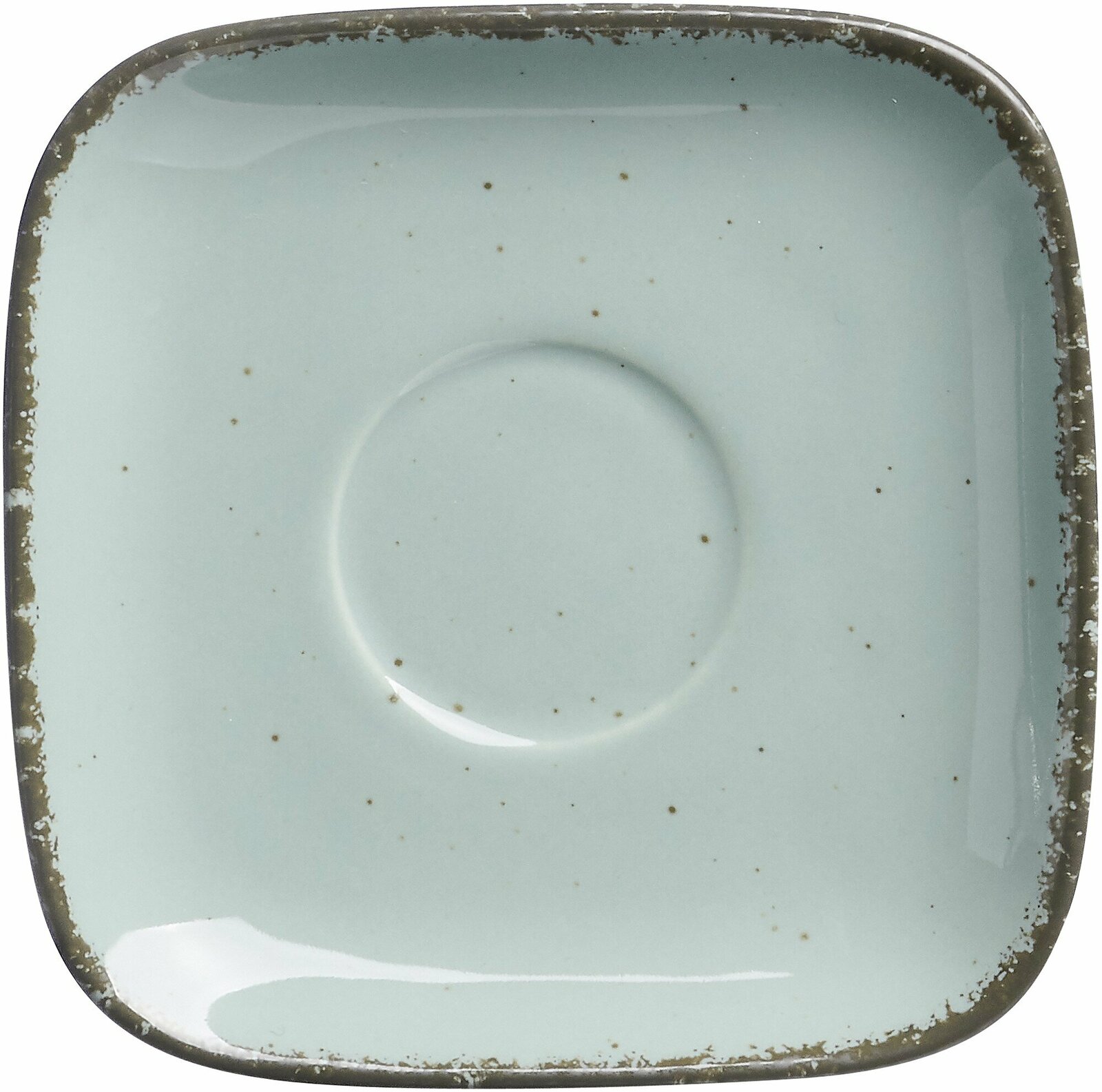 Ritzenhoff & Breker Espressountertasse CASA Vogelperspektive auf eine quadratische, blaue Espressountertasse mit rustikalem Rand.