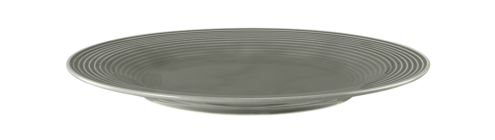 Seltmann Weiden Frühstücksteller BEAT Frühstücksteller 23cm in Perlgrau, seitliche Perspektive, mit feinen Rillen.