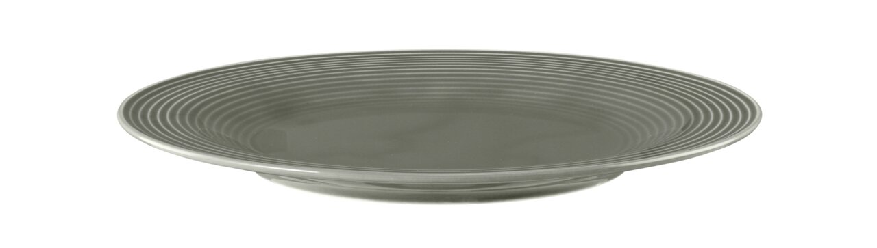Seltmann Weiden Frühstücksteller BEAT Frühstücksteller 23cm in Perlgrau, seitliche Perspektive, mit feinen Rillen.