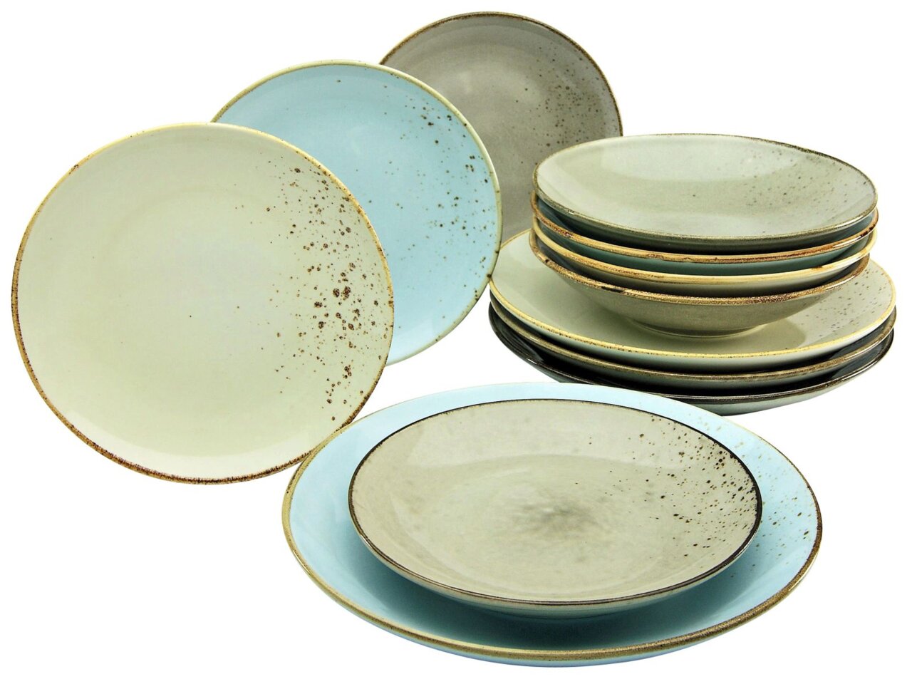 Creatable Tellerset 12-tlg. NATURE COLLECTION Tellerset 12-tlg. Nature scan in verschiedenen Farben und Mustern, seitliche Perspektive