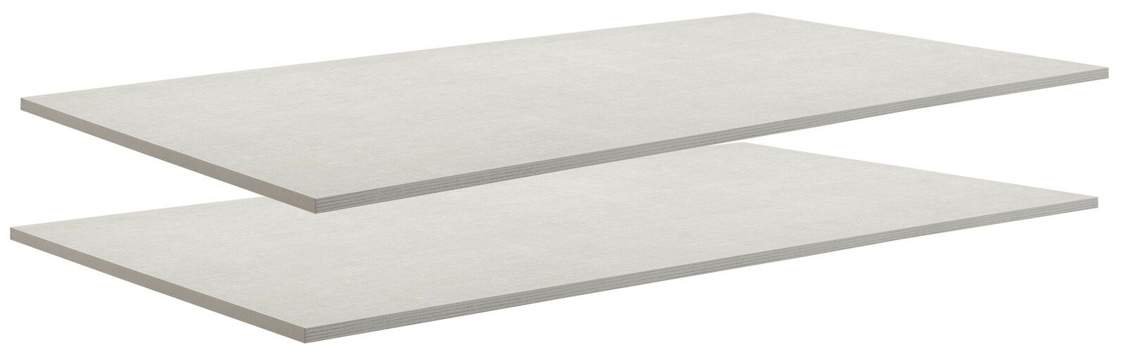 XORA Einlegeboden-Set SYSTEMA Zwei weiße Einlegeböden in seitlicher Perspektive übereinander gestapelt.