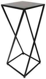 Moderner schwarzer Beistelltisch aus Metall mit geometrischem Design, seitliche Perspektive