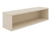 Rechteckige, beige Wandbox mit offenem Fach, seitliche Perspektive