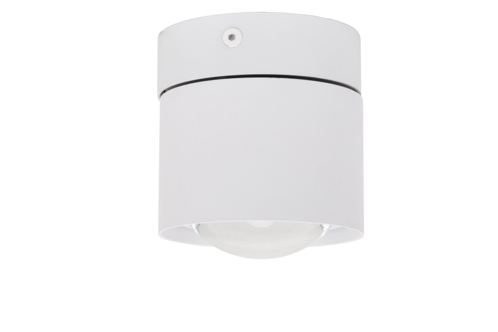 Cilindrische LED-spotkop in wit, gezien van onderaf.
