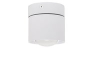 Cilindrische LED-spotkop in wit, gezien van onderaf.