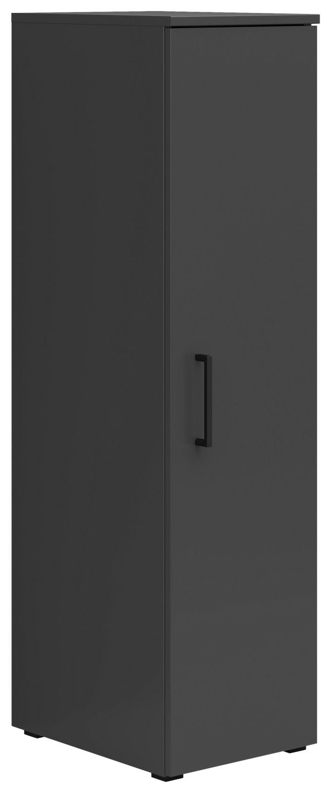 Carryhome Mehrzweckschrank MULTISTAURAUM Schwarzer Mehrzweckschrank mit einer Tür und Griff, seitliche Perspektive