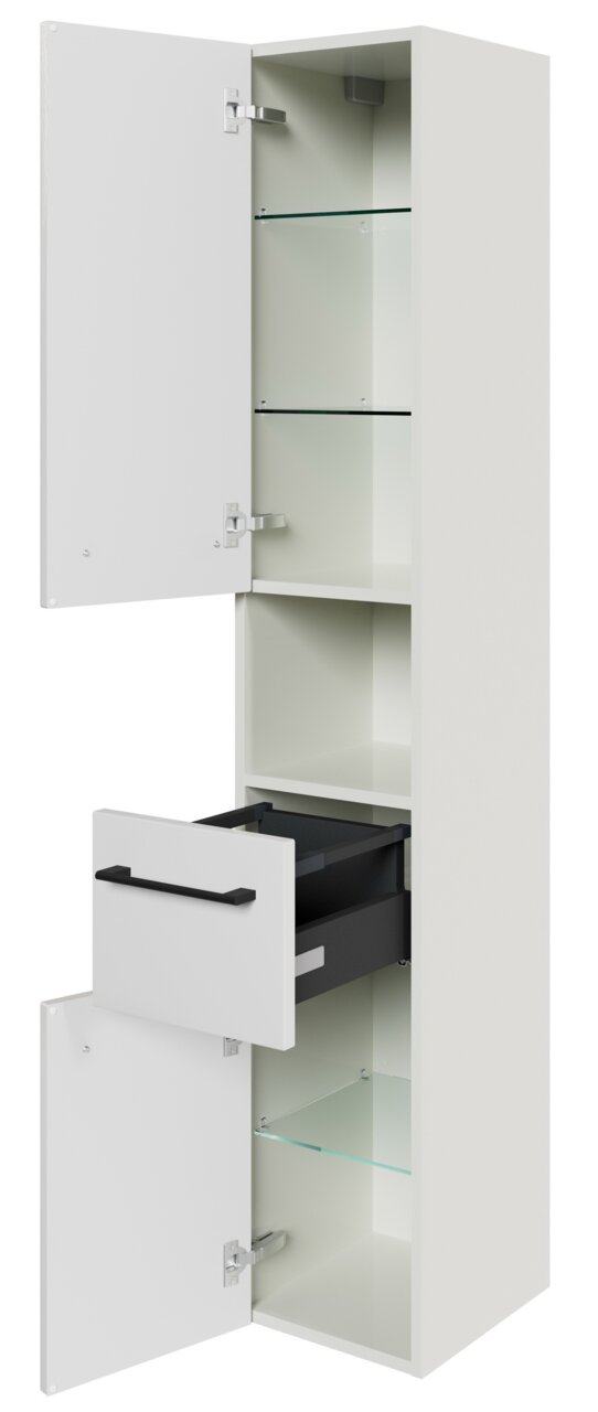 Sadena Hoge kast PLAKA Hoge kast met twee open deuren en een uitschuifbare lade, zijaanzicht