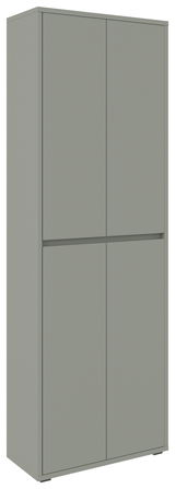 XXL-Schuh- und Mehrzweckschrank in grauer Farbe, frontal leicht seitlich betrachtet