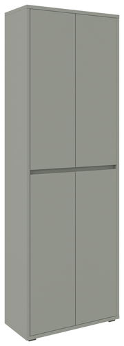 XXL-Schuh- und Mehrzweckschrank in grauer Farbe, frontal leicht seitlich betrachtet