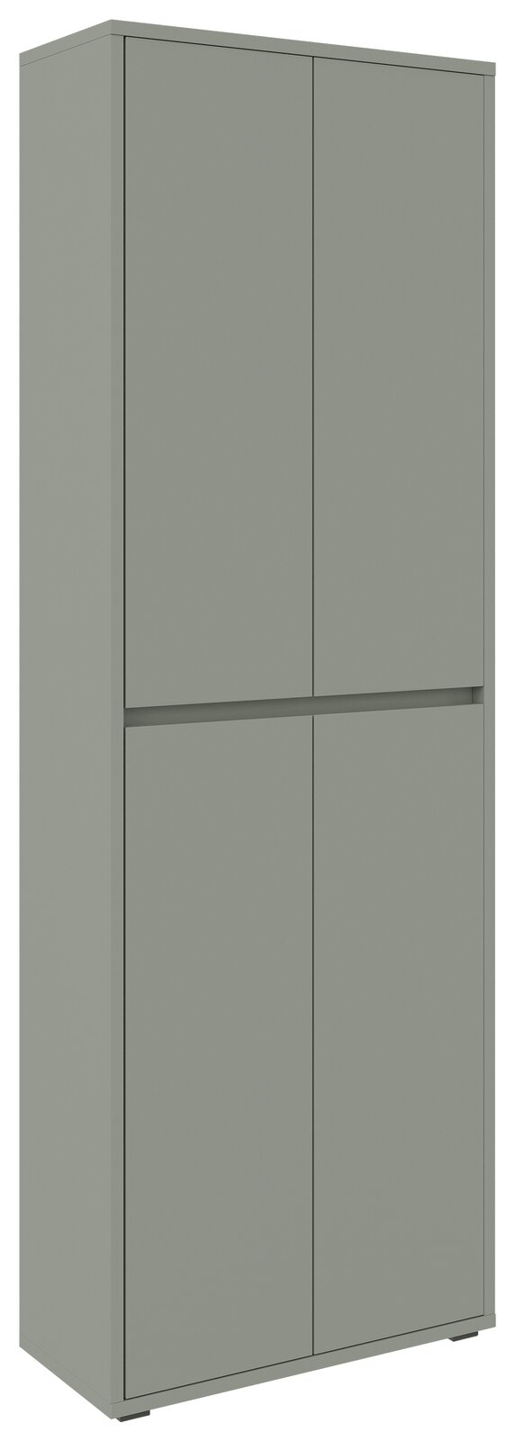 XXL-Schuh- und Mehrzweckschrank in grauer Farbe, frontal leicht seitlich betrachtet