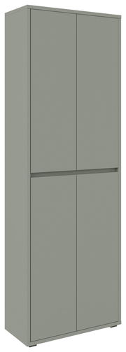 XXL-Schuh- und Mehrzweckschrank in grauer Farbe, frontal leicht seitlich betrachtet