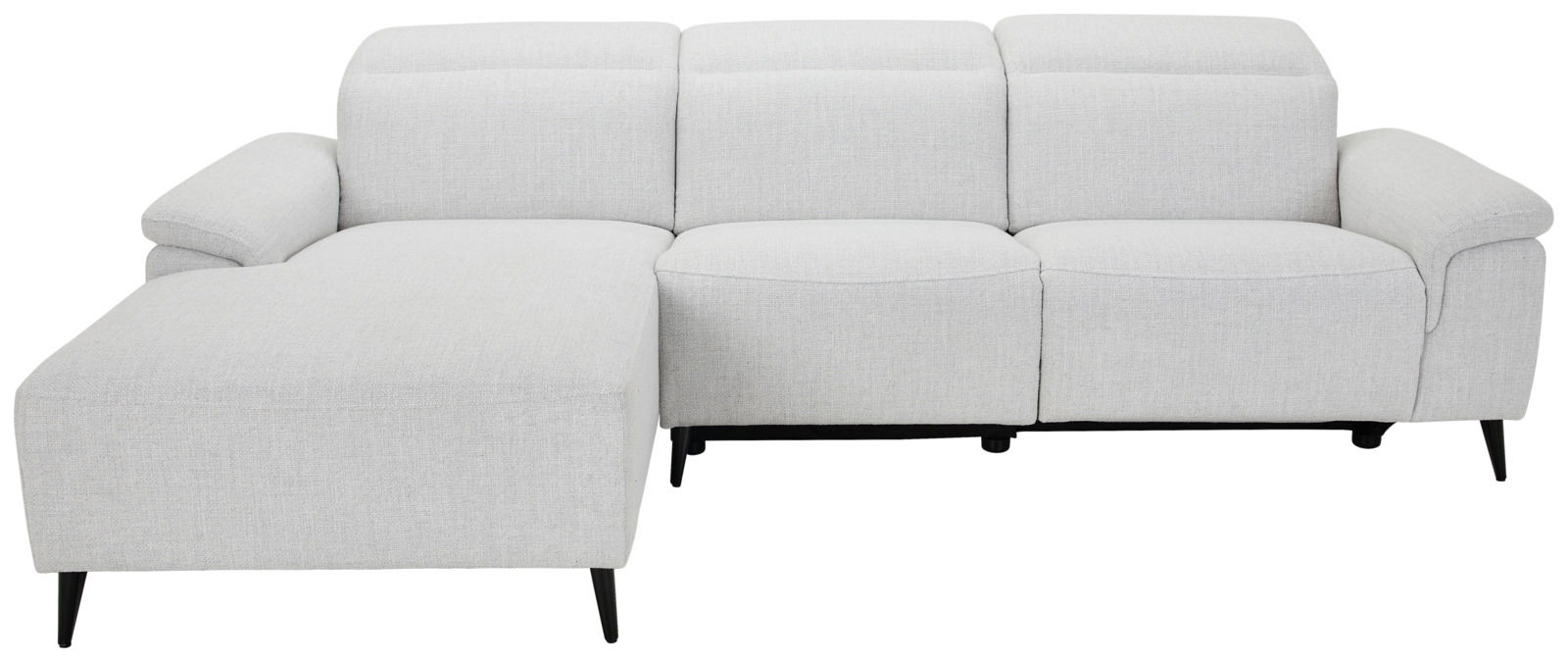 Graue Longchairkombination mit drei Sitzen und linker Armlehne, Vorderansicht