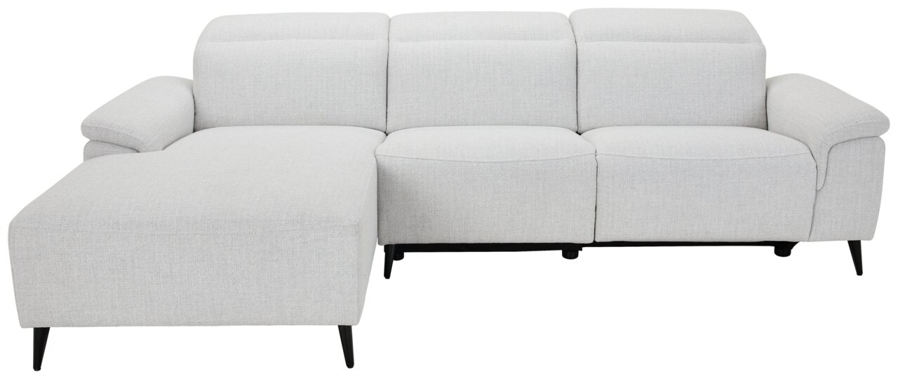 Graue Longchairkombination mit drei Sitzen und linker Armlehne, Vorderansicht