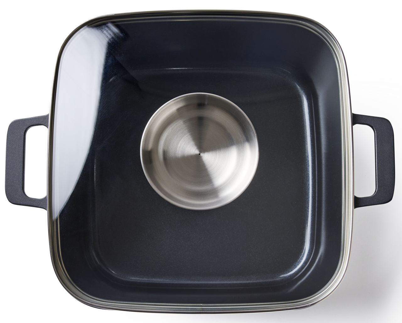 Quadratischer Alugussbräter 24cm mit zwei Griffen, Draufsicht