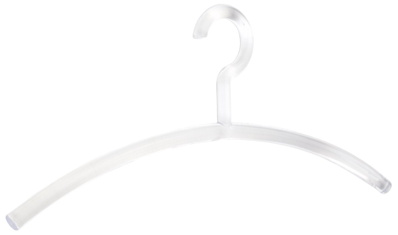 Transparenter Kleiderbügel aus Kunststoff, frontal abgebildet