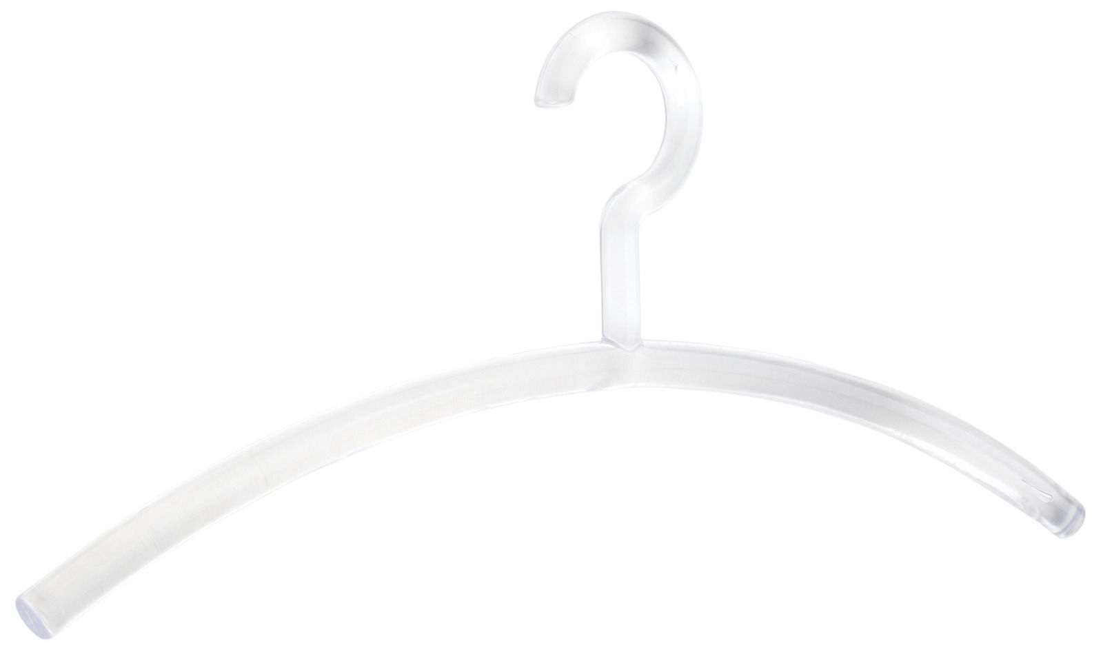 Transparenter Kleiderbügel aus Kunststoff, frontal abgebildet