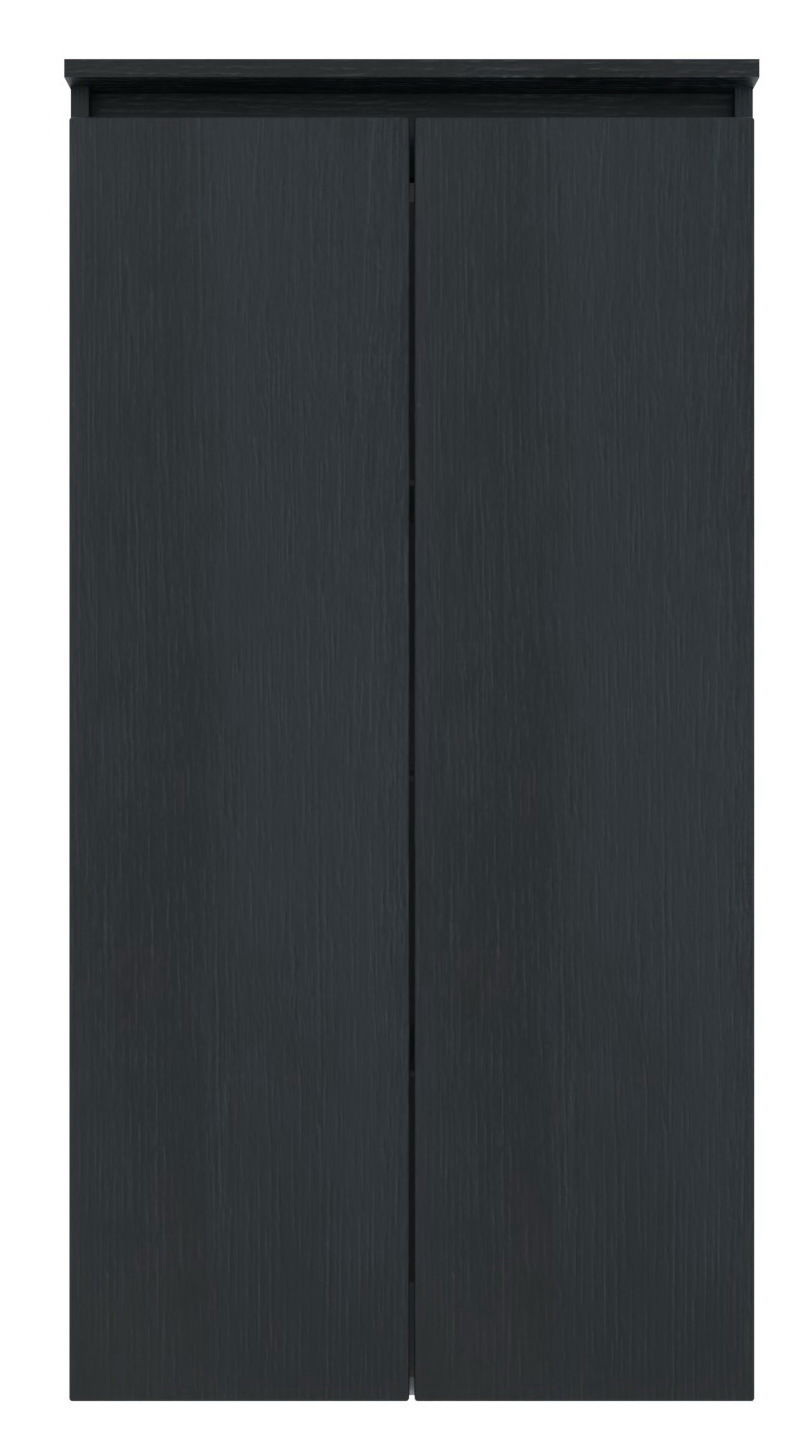 Schwarzer Mittelschrank mit zwei Türen, Frontalansicht