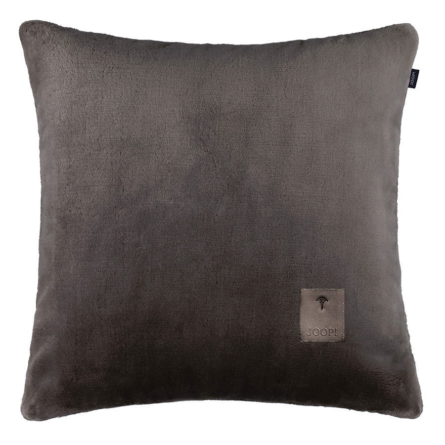Graue Kissenhülle 50x50cm mit Joop-Logo, Vorderansicht