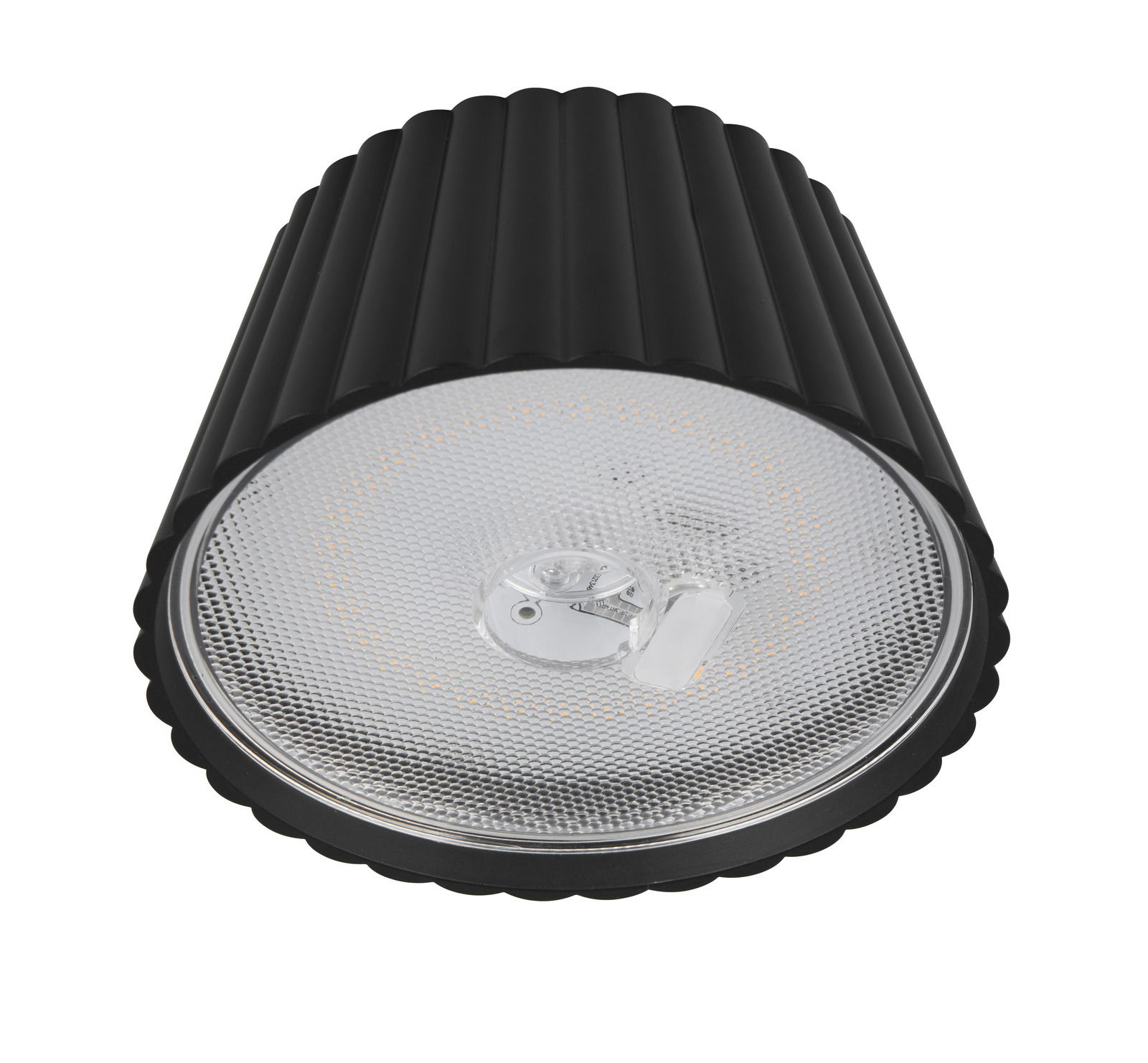 Schwarze, zylindrische Akku-Stehleuchte SUAREZ, Ansicht von oben