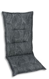 Graue Sesselauflage mit Blattmuster, seitliche Perspektive