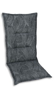 Graue Sesselauflage mit Blattmuster, seitliche Perspektive