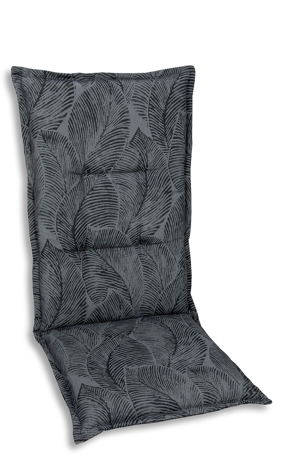 Go-De Sesselauflage Graue Sesselauflage mit Blattmuster, seitliche Perspektive