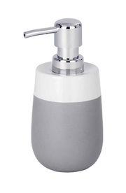 Keramik Seifenspender Malta in Grau und Weiß, seitliche Perspektive