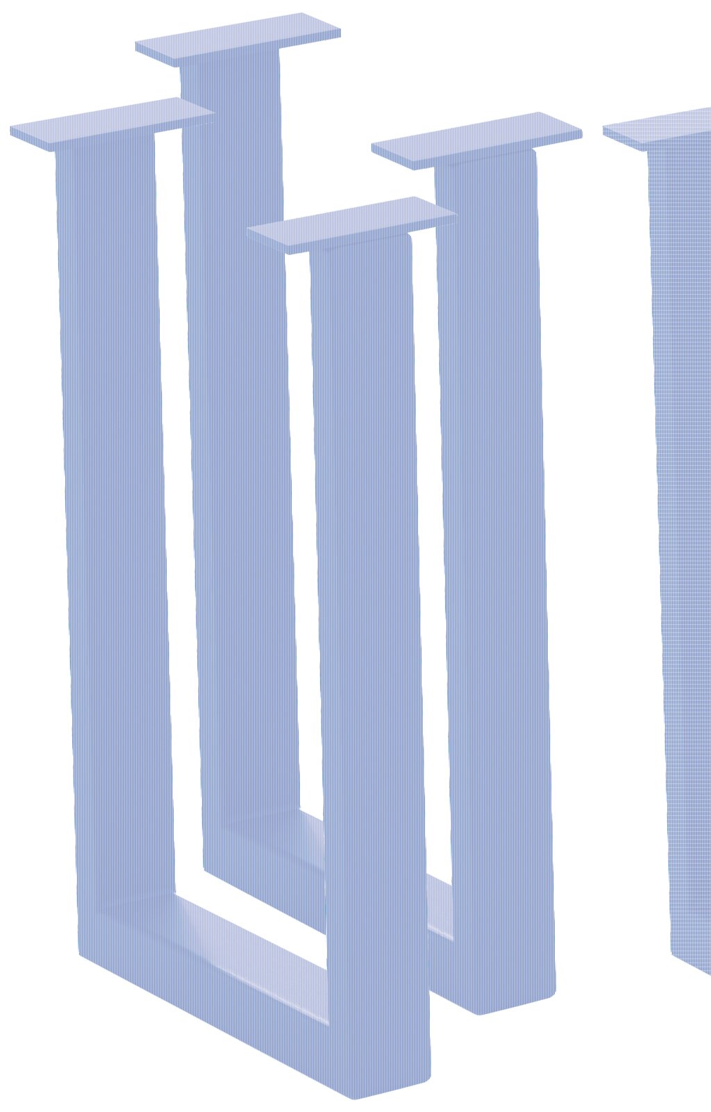 Waldwelt Bankgestell CHALET-PALAZZO Schwarzes Bankgestell aus Metall in U-Form, perspektivisch von vorne links betrachtet.