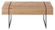Moderner Couchtisch aus Holz mit Metallbeinen, Frontalansicht
