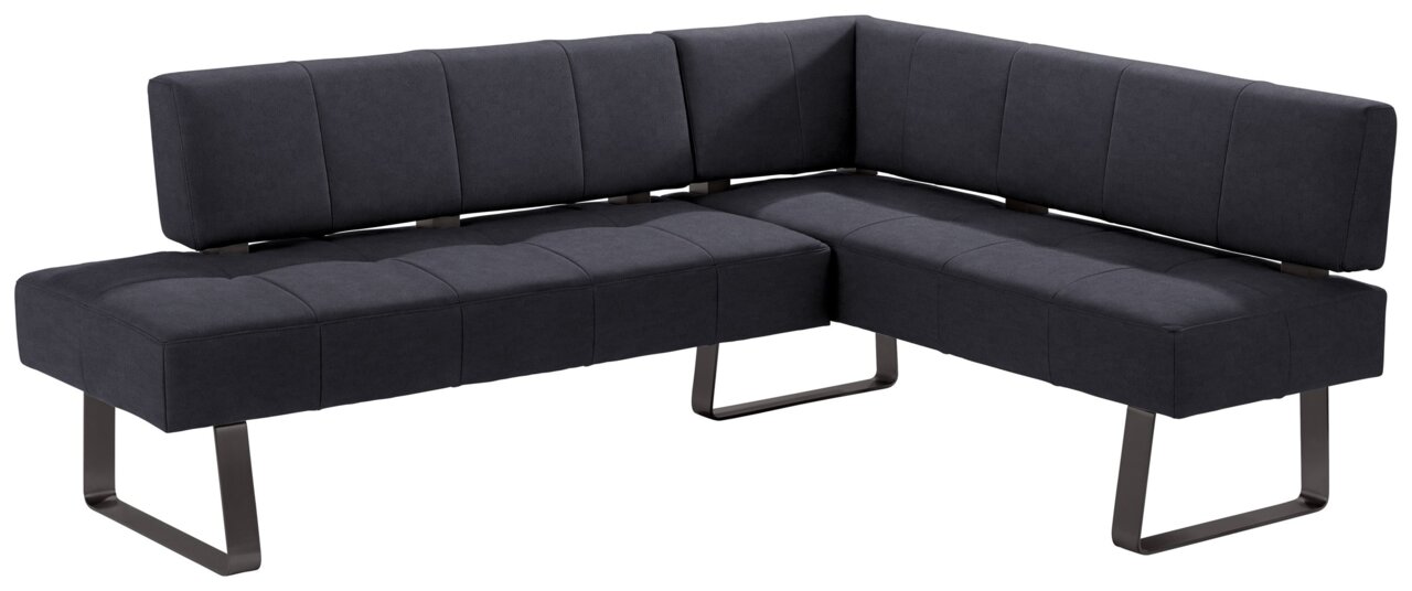 Moderano Eckbank LUPO II Moderne Eckbank in dunklem Stoffbezug mit Metallbeinen, seitliche Perspektive