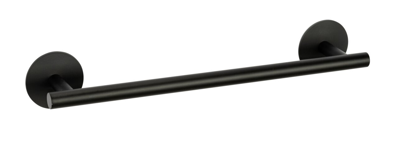 Schwarze Badetuchstange Uno, 40 cm, seitliche Perspektive