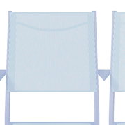 Vorderansicht eines Stapelsessels mit gelber Bespannung und schwarzem Rahmen