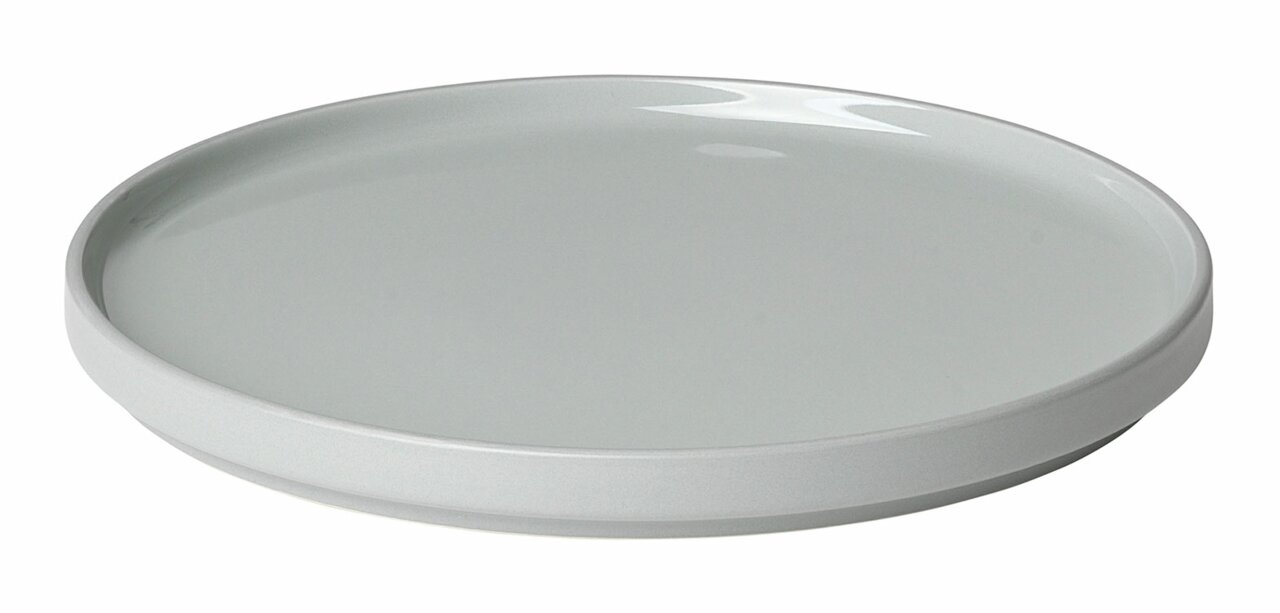 Dessertteller PILAR Mirage G in seitlicher Perspektive, schlichtes Design in Grau.