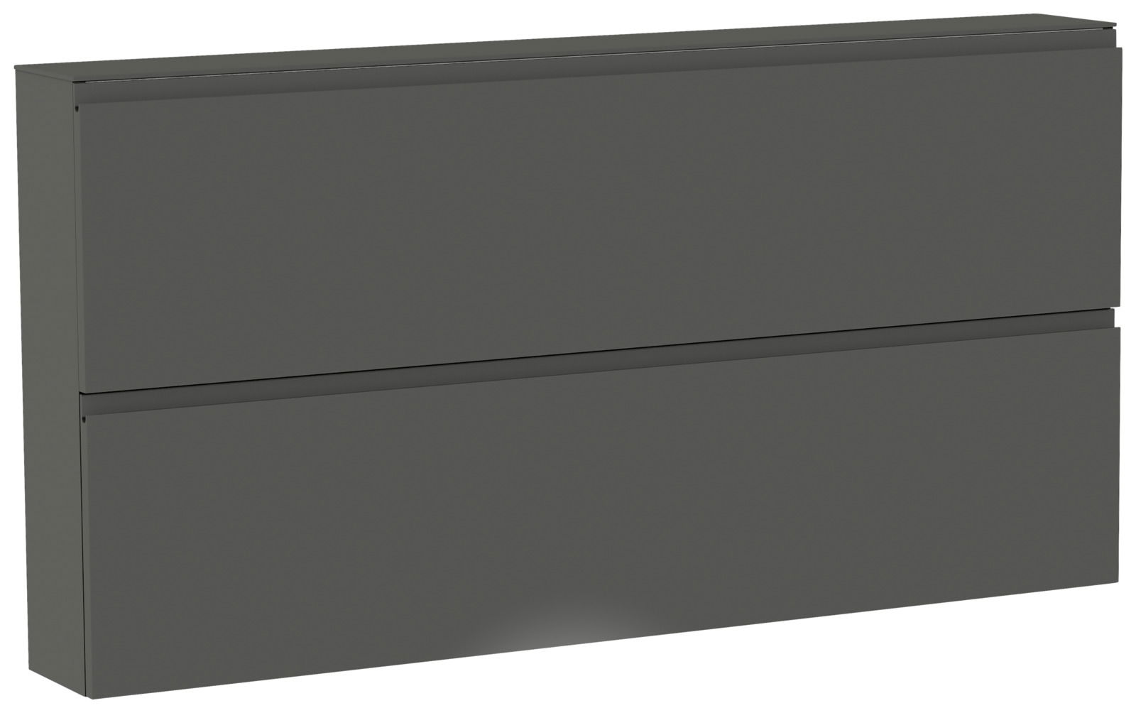 Moderano XL-Hängeschuhschrank LECCO Grauer XL-Hängeschuhschrank mit zwei Klappen, seitliche Perspektive